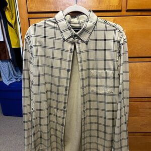 Express Beige Plaid Button-Up Shirt